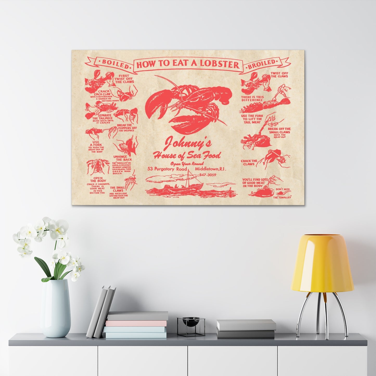 Johnny’s House of Seafood - Vintage Menu on Canvas