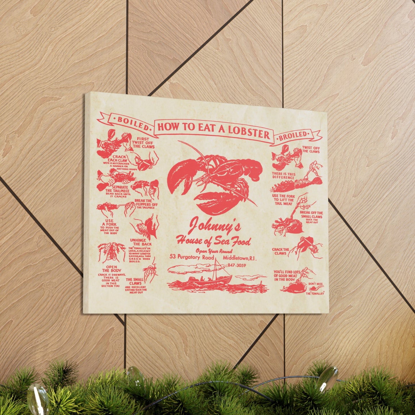 Johnny’s House of Seafood - Vintage Menu on Canvas