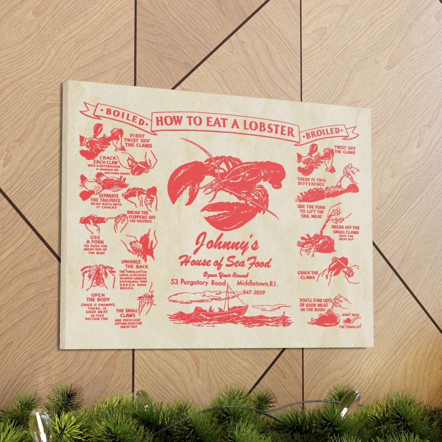 Johnny’s House of Seafood - Vintage Menu on Canvas