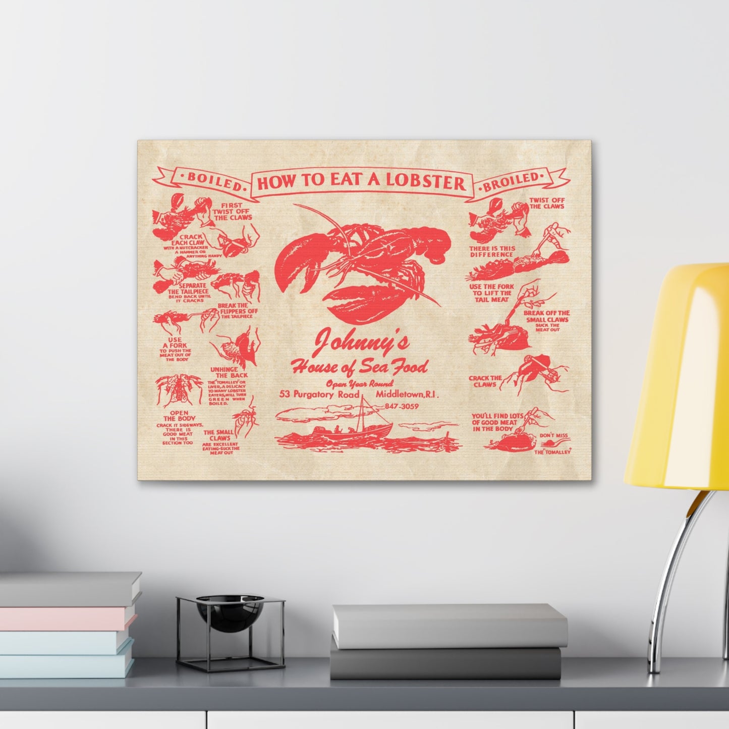 Johnny’s House of Seafood - Vintage Menu on Canvas